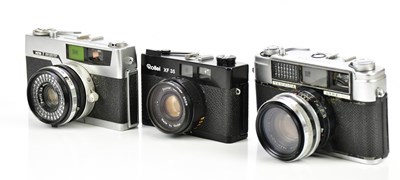 Lot 1182 - Three rangefinder 35mm film cameras, to...