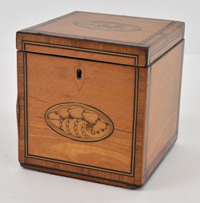 Lot 385 - A late 19th century square tea caddy with...