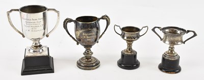 Lot 1224 - Two hallmarked silver trophy cups (both with...