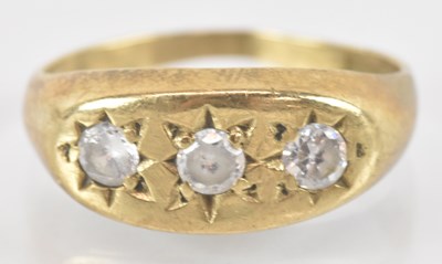 Lot 1360 - A 9ct yellow gold white stone set signet ring,...