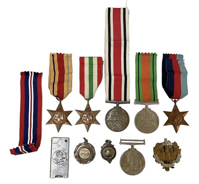 Lot 393 - Five WWII medals including the 1939-1945 Medal,...