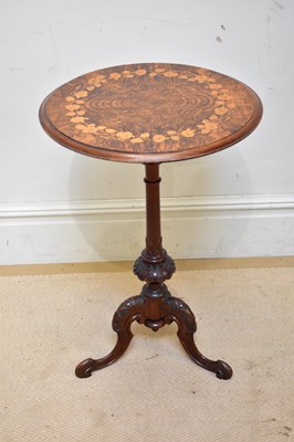 Lot 157 - A late Victorian inlaid walnut tripod...