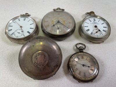 Lot 1335 - A group of five pocket watches comprising a...