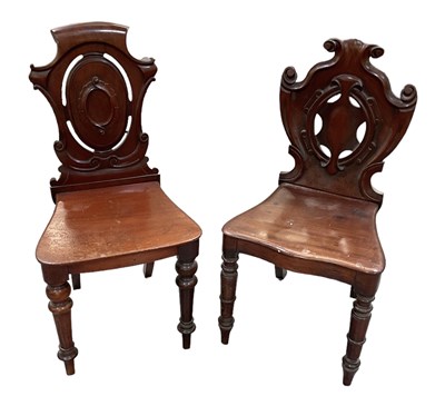 Lot 88 - A Victorian mahogany hall chair and a further...