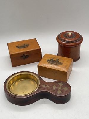 Lot 66 - MAUCHLINE WARE; two rectangular trinket boxes,...