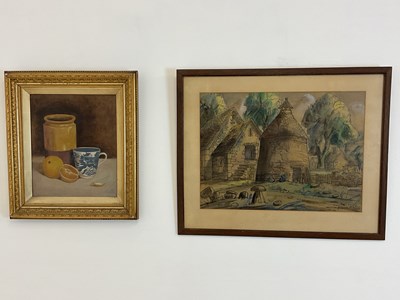 Lot 677 - UNATTRIBUTED; oil on canvas, still life with...