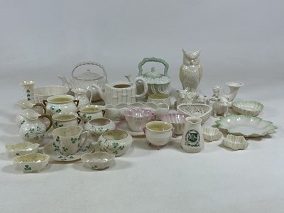 Lot 215 - BELLEEK; a collection of porcelain, including...