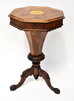 Lot 77 - A Victorian inlaid burr walnut trumpet-form...