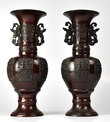 Lot 317 - A pair of early 20th century Japanese bronze...