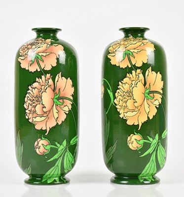 Lot 68 - FOLEY INTARSIO; a pair of cylindrical vases,...