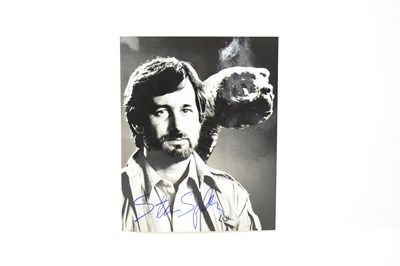 Lot 1566 - STEVEN SPIELBERG; a black and white photo...