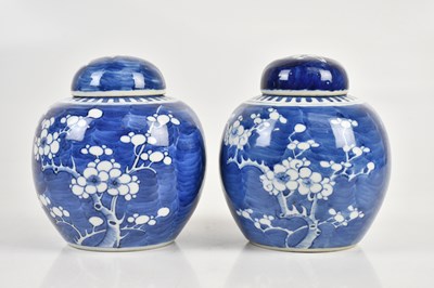 Lot 1075 - A near pair of Chinese blue and white ginger...