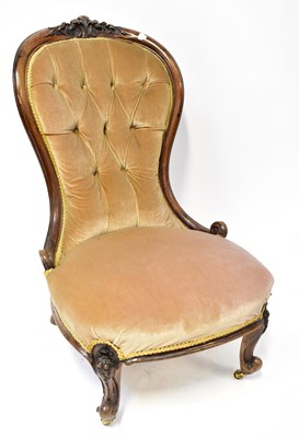 Lot 18 - A Victorian mahogany button back nursing chair...