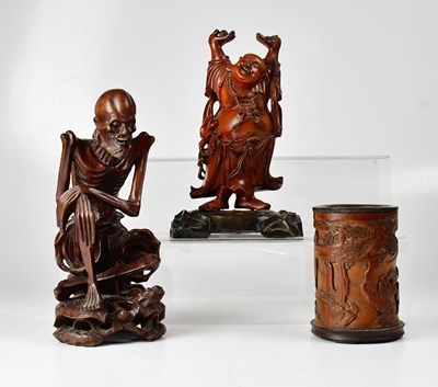 Lot 316 - Three Japanese carved items comprising a...