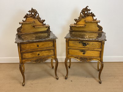 Lot 784 - A pair of French reproduction marble top...