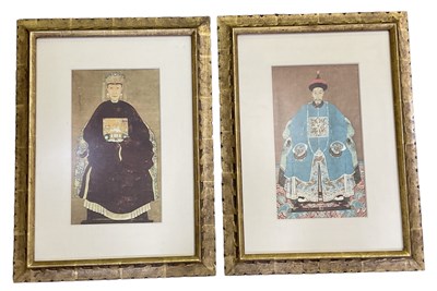 Lot 294 - A pair of modern Chinese prints of an emperor...