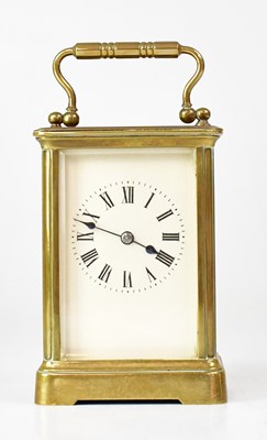 Lot 124 - A brass cased carriage timepiece/clock, the...