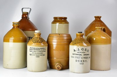 Lot 356 - Eight various stoneware bottles and flagons...