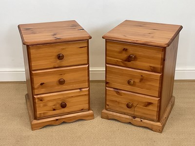 Lot 826 - A pair of pine bedside drawers, height 62cm,...