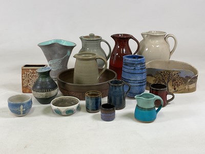 Lot 212 - A quantity of studio pottery, including jugs,...