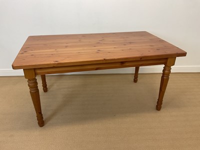 Lot 827 - A pine farmhouse kitchen table, height 74cm,...