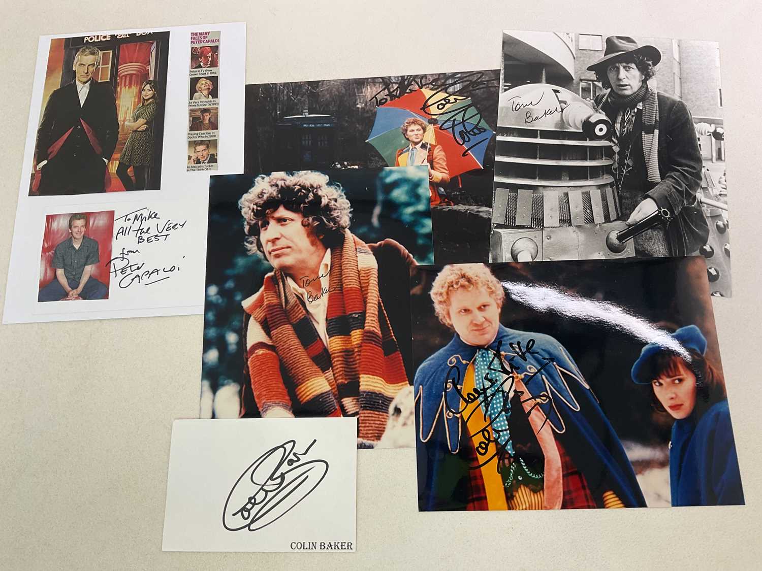 Lot 1678 - DOCTOR WHO; six signed black and white and...