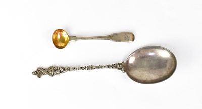 Lot 566 - A George V hallmarked silver anointing spoon...