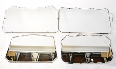 Lot 98 - Seven vintage frameless wall mirrors of...