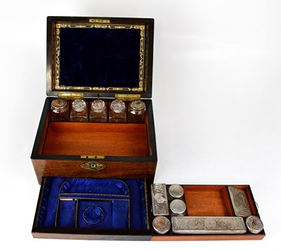 Lot 364 - A Victorian rosewood travelling vanity case,...