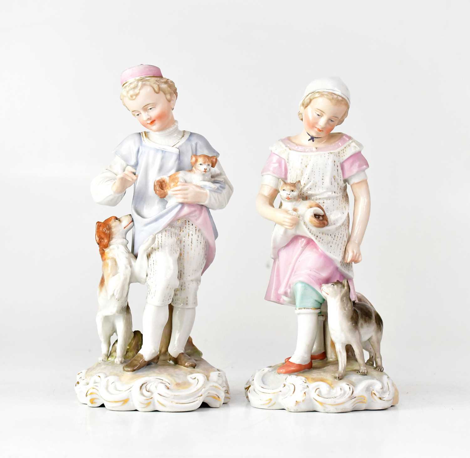 Lot 463 - MEISSEN; a pair of porcelain figures modelled...