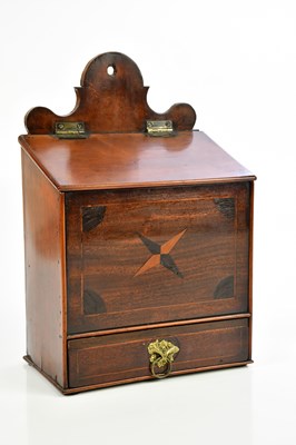 Lot 366 - A George III inlaid fruitwood salt box with...