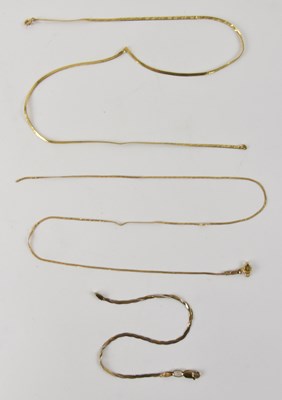 Lot 1311 - Two 9ct yellow gold necklaces (one af) and a...