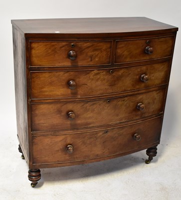 Lot 28 - A Victorian mahogany bow-fronted chest of two...