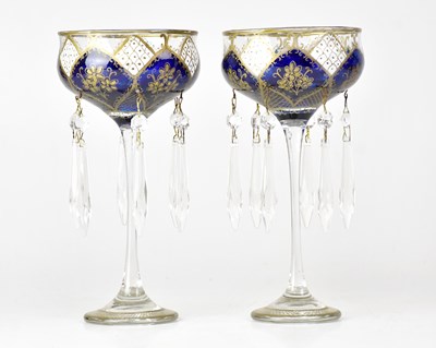 Lot 333 - A pair of Czechoslovakian glass lustres with...