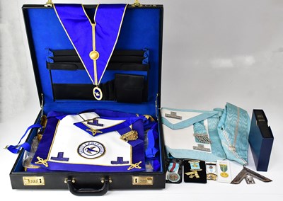 Lot 388 - A collection of Masonic items including jewels,...