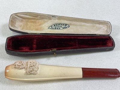 Lot 13 - A leather cased velvet lined carved Meerschaum...