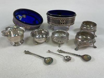 Lot 1474 - A group of hallmarked silver salts including a...