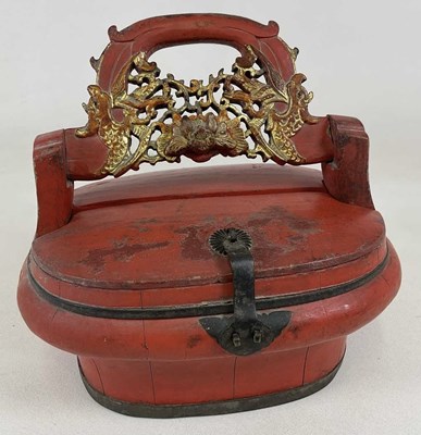 Lot 290 - An early 20th century Chinese red lacquered...