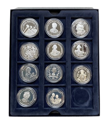 Lot 1375 - Eleven Elizabeth II 80th Birthday silver and...