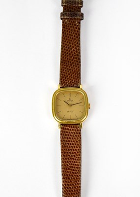 Lot 672 - OMEGA; a gold-plated De Ville wristwatch, the...