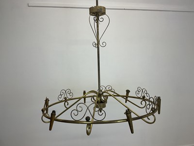 Lot 716 - A pair of mid 20th century brass chandeliers,...