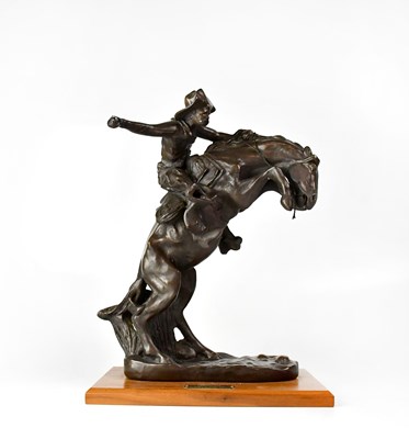 Lot 325 - A bronzed resin sculpture, 'The Bronco Buster...