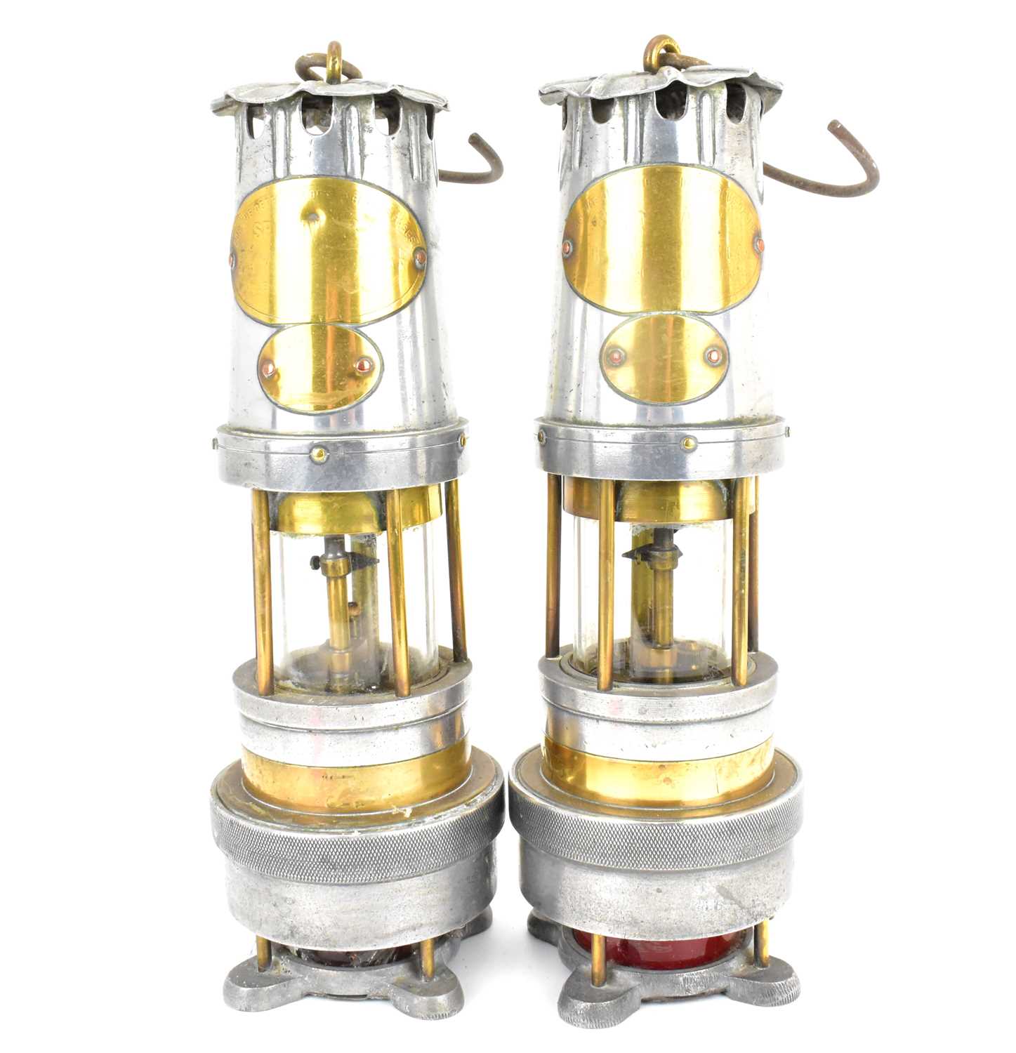 Lot 123 - Two vintage miners' Davy safety lamps