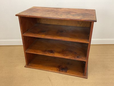 Lot 865 - A stained pine deep set of shelves, height...