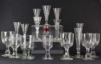 Lot 340 - A group of Georgian and later drinking glasses,...