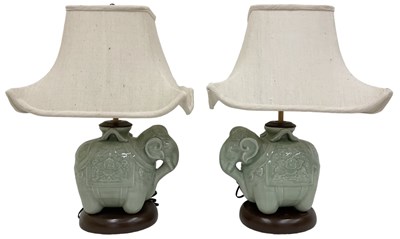 Lot 1058 - A pair of Korean celadon glazed porcelain...