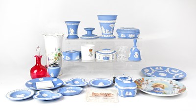 Lot 267 - WEDGWOOD; a quantity of blue jasperware, to...