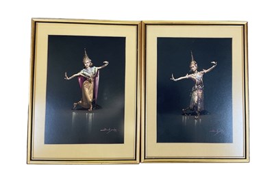 Lot 1023 - BOOTH YANG; a pair of watercolours of dancing...