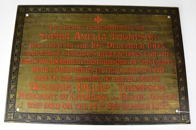 Lot 360 - A large brass memorial plaque, 'In Loving...