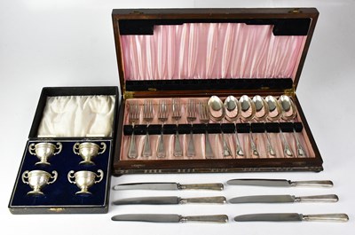 Lot 534 - A cased set of four silver-plated open salts,...